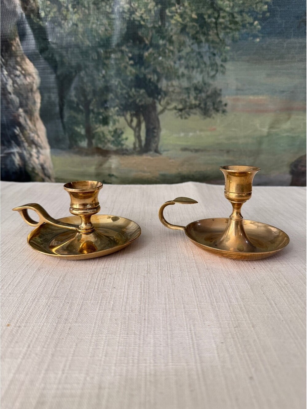 Pair of Brass Chamberstick Candle Holders